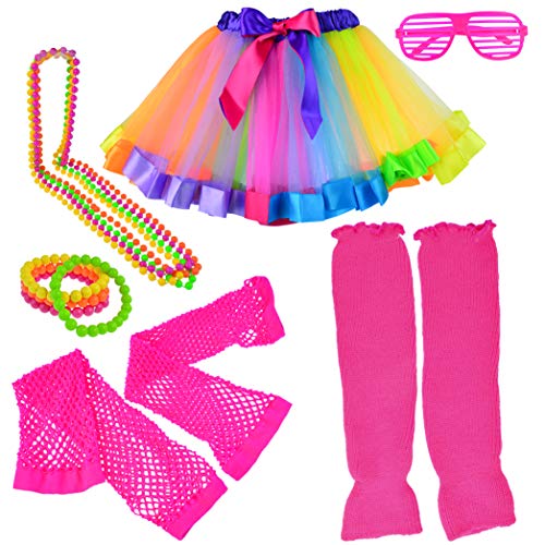 Miayon 1980s Fancy Outfits Dress Costume Accessories for Girl Kids Halloween