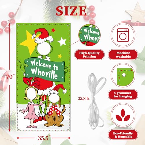 Funny Christmas Backdrop Party Supplies, 6x3 FT Funny Christmas Photo Backdrop, Cartoon Face in Hole Photography Backgroun...