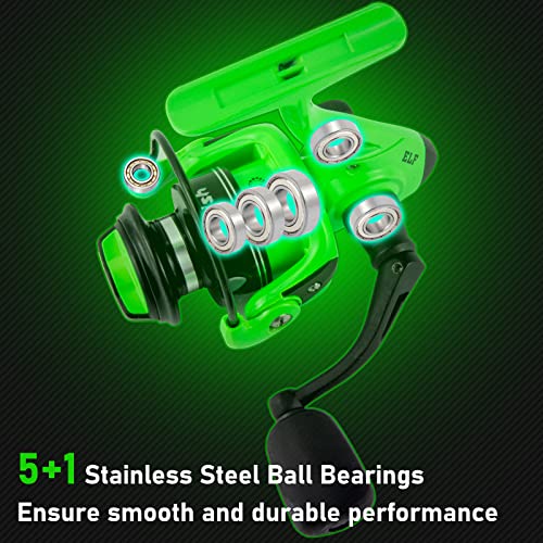 Dr.Fish ELF Ice Fishing Reel Crappie Fishing Reel Spinning Reel Size 800 Ultralight 5oz Powerful 12Lb Max Drag 5+1 Stainle...