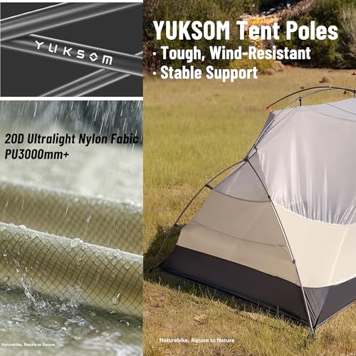 Naturehike 2025 Mongar Pro Camping Tent, 1-3 Person Ultralight Backpacking Tent, 20D Nylon 3 Season Waterproof Mongar 2 Pe...
