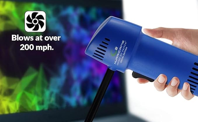 O2 Hurricane Compressed Air Duster – Powerful 200 MPH Cordless Compressed Air Cleaner, Rechargeable Mini Dust Fan Electric Blower for Computer, Keyboard, Electronics, Car Detailing Cleaning