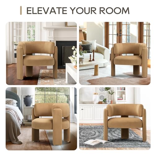 COLAMY Modern Velvet Accent Chairs Set of 2, Upholstered Barrel Chairs, Comfy Side Arm Chairs with 3 Legs for Living Room,...