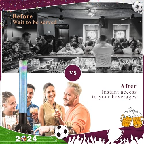 COSYOO 2PCS Drink Tower, 3L Mimosa Tower Dispenser With Ice Tube and Led Light, Tabletop Beer Dispenser 3.17 Qt./100oz, Id...