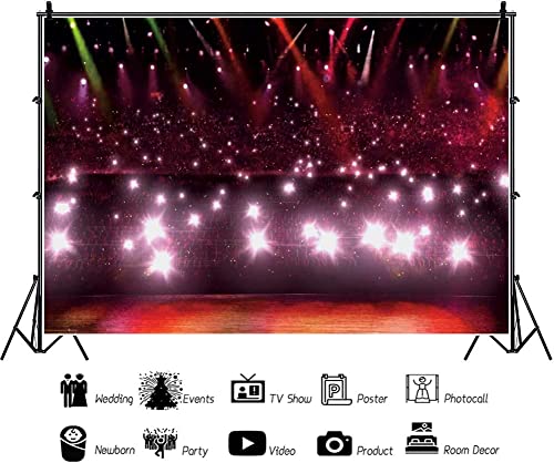 Yeele 5x4ft Spotlight Stage Backdrop Stage Concert Spotlights Red Pink Photo Backdrop Curtains Music Photography Adult Por...