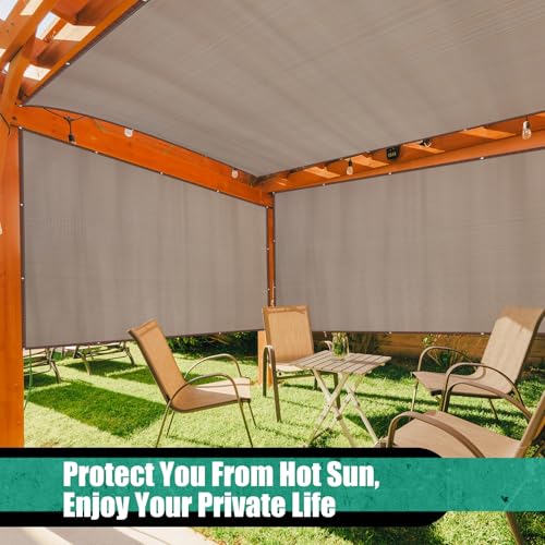 Yoojahow 2 Pcs 90% Sun Shade Cloth with Grommets 10' x 14' Pergola Shade Patio Replacement UV Block Privacy Screen Mocha C...