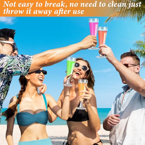 GuanQiao Plastic Champagne Flutes 40 Pack, 5.5 Oz Clear Disposable Plastic Champagne Glasses, Wine Glasses Cups for Weddin...
