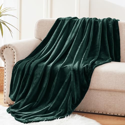 Exclusivo Mezcla Extra Large Fleece Throw Blanket for Couch, Sofa, 300GSM Super Soft and Warm Blankets, Forest Green Throw...