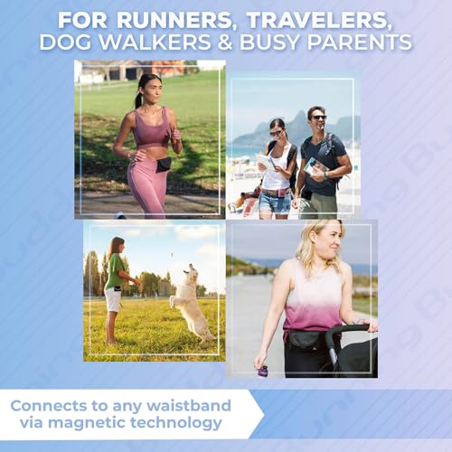 Running Buddy Running Water Bottle Pouch - 4" x 4" Black, 7 oz - Magnetic Water Bottle Holder for Running & Walking - No-B...