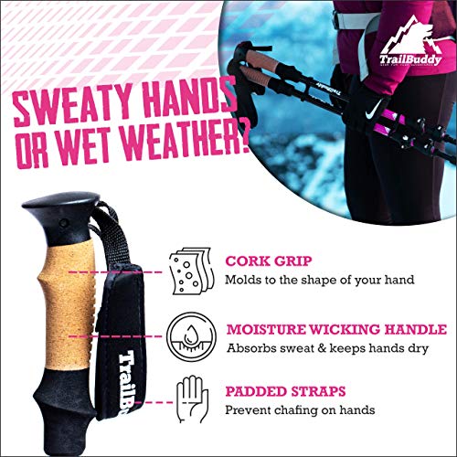 TrailBuddy Trekking Poles – Lightweight 7075 Aluminum Hiking Poles for Women, Men & Seniors – Collapsible Walking Sticks f...