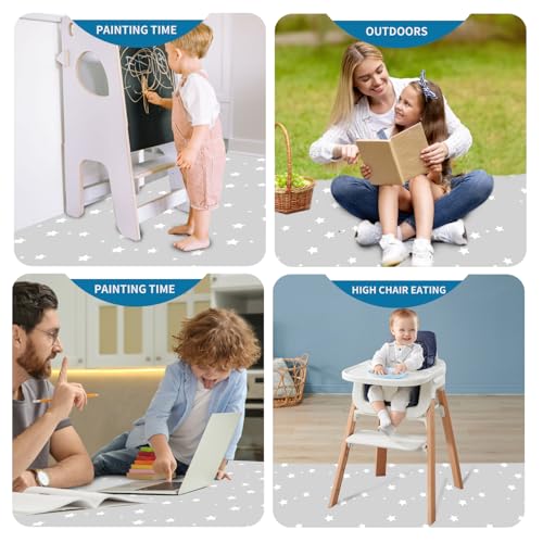 High Chair Splash pad, 51" 51 Non-Slip Waterproof Multi-Purpose Splash pad, Washable Splash pad for high Chair Floor Prote...
