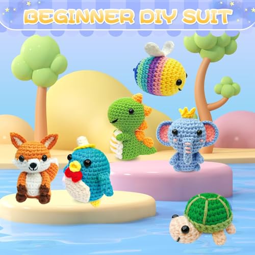 OLHKYN 6Pcs Crochet Kit for Beginners, 2025 DIY Craft for Adults and Kids, Great Gift for Crochet Lovers, Crocheting Anima...