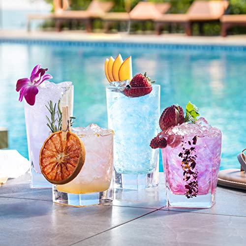 Collins Everyday Drinking Glasses Set of 16 Drinkware Kitchen Glasses for Cocktail, Iced Coffee, Beer, Ice Tea, Wine, Whis...