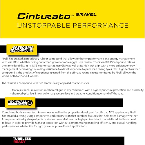 Pirelli Cinturato Gravel M Classic 45-584 (650 x 45c) Gravel Bike Tire - Gravel-Specific Design for Mixed Terrain - SpeedGRIP Compound for Resistance and Grip