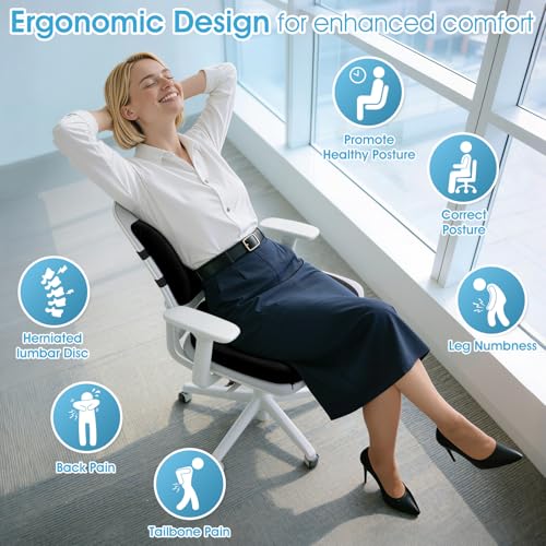 CushZone Seat Cushion, Lumbar Support Pillow with Adjustable Strap-Chair Cushions for Sciatica Pain Relief-with Washable C...
