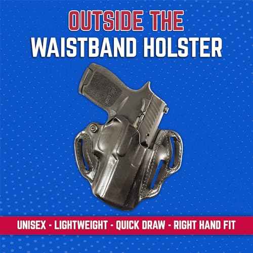 DeSantis Speed Scabbard Holster - OWB Holster, Leather Pistol Holster, Compatible with SIG P320 & P250 COMPACT/CARRY, with or without ROMEO1 Reflex Sight - SIG P320 XCOMPACT - Right Hand Draw, Black