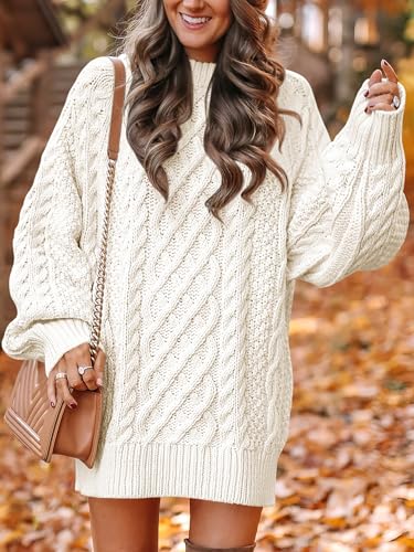 ANRABESS Womens Sweater Dress Oversized Cable Knit Chunky Long Sleeve Short Dresses 2025 Fall Outfits Vacation Winter Clothes
