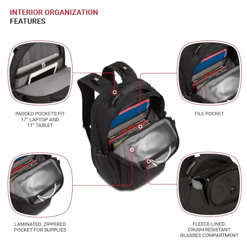 SwissGear Endure ScanSmart 17" Laptop Backpack – Reflective Tech Backpack with ScanSmart Compartment – Multiple Organizer ...