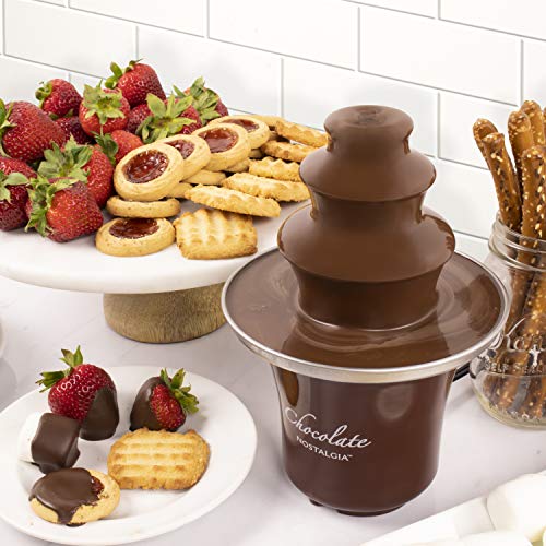 Nostalgia 3 Tier Electric Chocolate Fondue Fountain Machine for Parties - Melts Cheese, Queso, Candy, and Liqueur - Dip St...