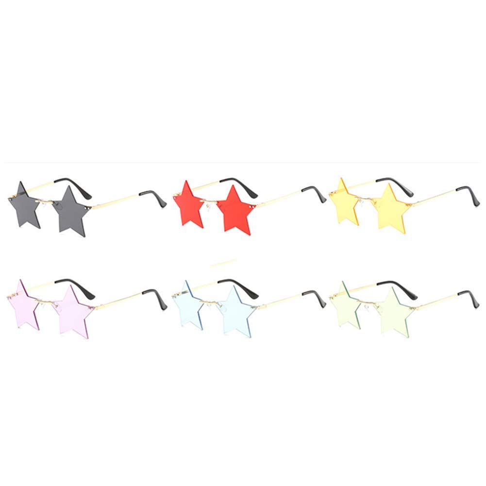 Rimless Star shape Sunglasses Personality Sun Glasses for women/men Party glasses personality pentagram eyewears (Deep purple)