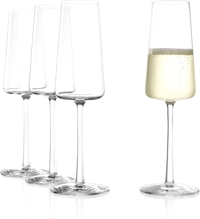 Stölzle Lausitz Champagne Glasses Power 4-Piece Set 8 oz – Elegant Flutes Ideal for Prosecco & Sparkling Wine – Crystal Ch...
