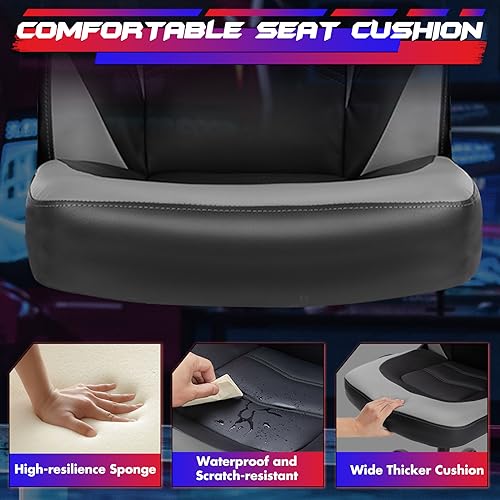 Sweetcrispy Computer Gaming Desk Chair - Ergonomic PU Leather with Comfy Lumbar Support, Height Adjustable Rolling Desk wi...