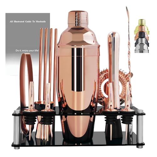 14-Piece Cocktail Shaker Set Bartender Kit with Black Stand, Bar Tool Set for Drink Mixing Bartending Kit Bar Sets Accesso...