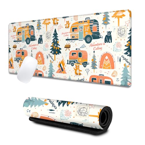 VODRM Adventure Camping Large Gaming Desk Mat,Rubber Non-Slip Outdoor Camper Mouse Pad,31.5x11.8x0.12in Extended Picnic Mo...