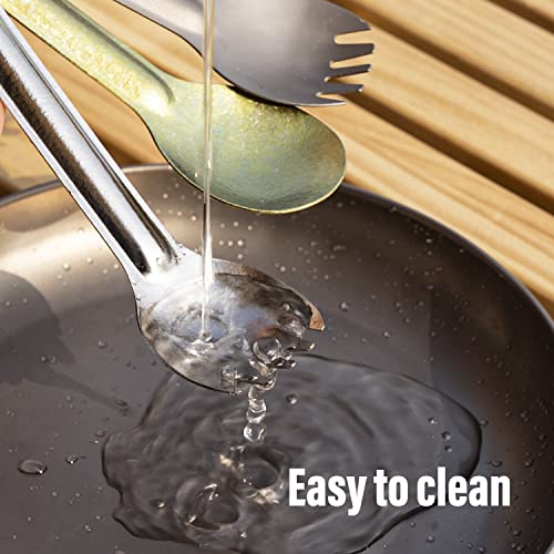 TiTo Titanium Long Handle Spork and Spoon Eco-Friendly Ultralight Portabale Flatware for Outdoor Camping Backpacking Hikin...