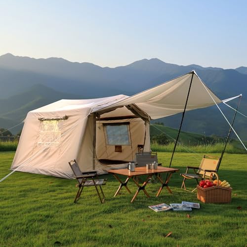 Inflatable Tent 4/6/8 Person, Blow Up Tent with Hand Pump for Easy Setup, 4 Season Waterproof Oxford Glamping Tents for Ca...