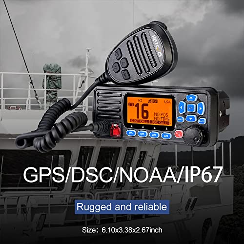 Retevis RA27 Fixed Mount Marine Radio with Antenna, GPS, Waterproof IP67, Triple Watch, DSC, Gain Fiberglass Antenna with ...
