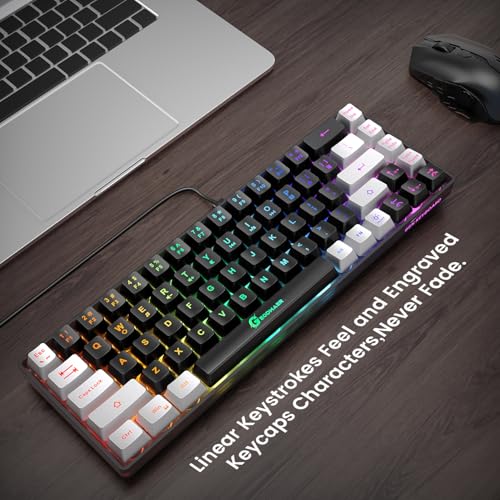 GEODMAER 65% Gaming Keyboard, LED Backlit Mini Wired Gaming Keyboard, Ultra-Compact Anti-Ghosting No-Conflict 68 Keys Gami...