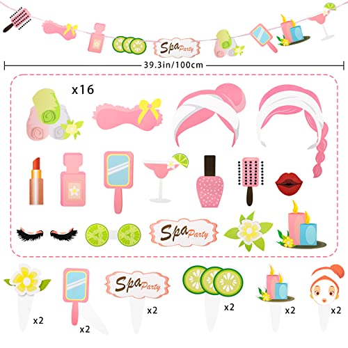 29Pcs Spa Photo Booth Props with Stick Spa Party Decorations Makeup Birthday Party Supplies for Girls Women Makeup Selfie ...