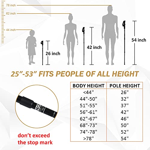 Hiking Poles - AYAMAYA Telescopic Collapsible Trekking Poles with Quick Twist Lock System - Lightweight Aluminum Alloy Tel...