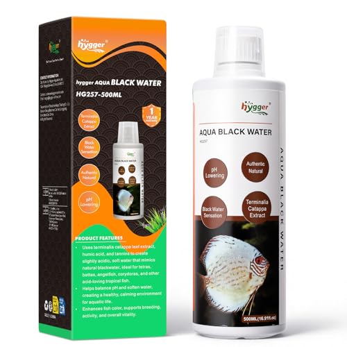 hygger Blackwater Aquarium Conditioner with Natural Olive Leaf Extract, Humic & Tannins, Regulate pH Value Soften Water Cr...