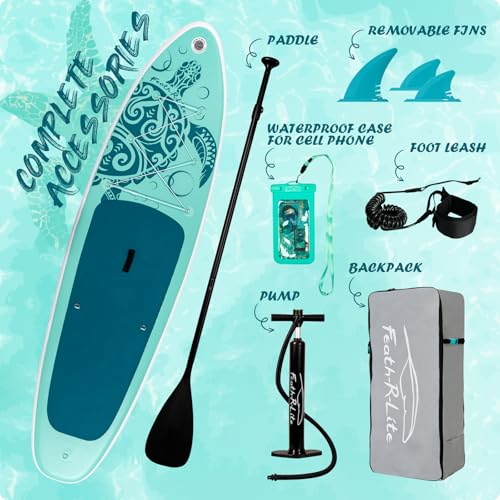 FEATH-R-LITE Inflatable Ultra-Light 10'×30''/10'6''×33'' Stand Up Paddle Board for All Skill Levels with Premium SUP Paddl...