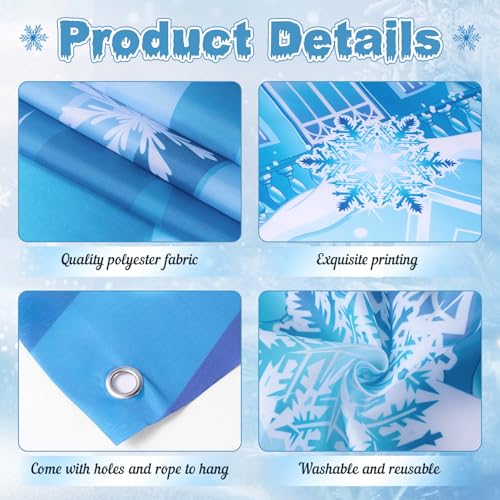 Tiamon Winter Wonderland Door Decorations Snow Castle Porch Banners Archway Ice Snowflake Hanging Door Banner Backdrop for...