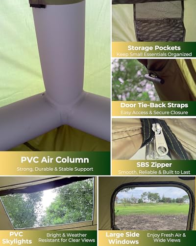 GOTENTIFY Inflatable Camping Tent, Luxury Glamping Design with Skylight, Oxford Fabric