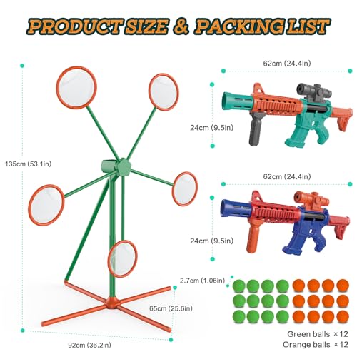 Marlrin Shooting Games Toys for Age 5 6 7 8 9 10+ Year Old Boys, Kids Toy Sports & Outdoor Game with Moving Shooting Targe...