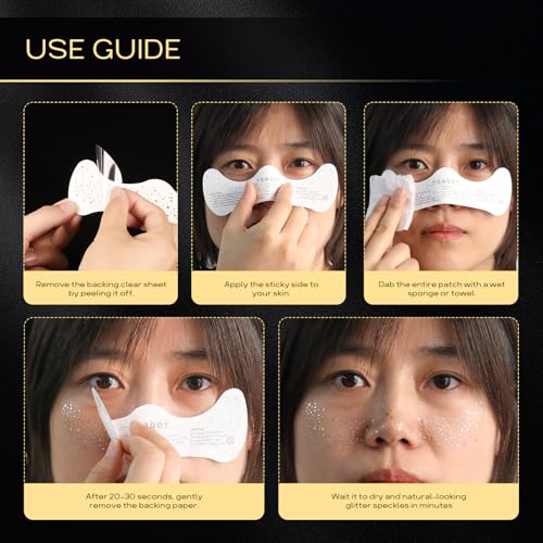 Glitter Freckles Face Tattoo, Glitter Freckles for Face, 10pcs Gold Sparkle Freckles, Face Glitter Makeup Patches