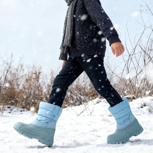 FANTURE Boys Girls Snow Boots Winter Waterproof Resistant Cold Weather Outdoor Shoes (Toddler/Little Kid)