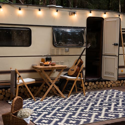 Rugshop Maui Contemporary Geometric Reversible Crease-Free Waterproof Premium Recycled Plastic Outdoor Rugs for Patio,Back...