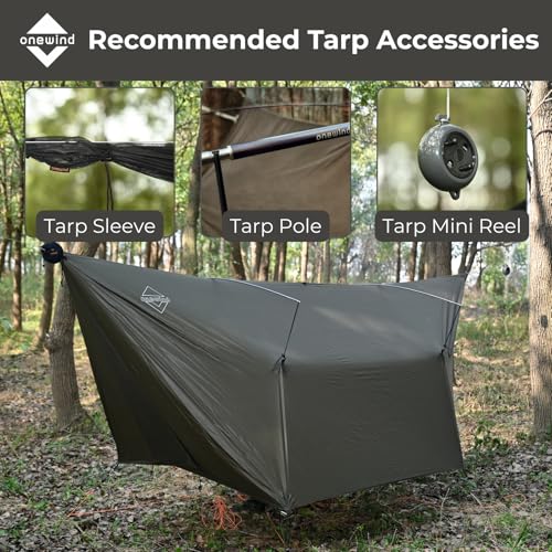 onewind 12×10 ft Hammock Tarp, Ultralight Tarp Silnylon Hammock Rain Fly Lightweight Waterproof Camping Tent Tarp with Doo...