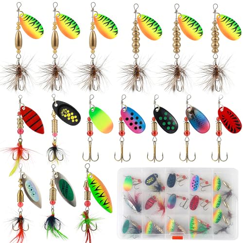 SANWEAL 10/15/16/20PCS Rooster Tail Fishing Lures – High-Efficiency Trout Lures with Brass Spinner, Spinner Baits in Multi...