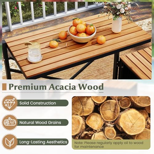 Tangkula 2-in-1 Outdoor Convertible Bench, Transforming Interchangeable Picnic Table Garden Loveseat with Metal Frame, PE ...