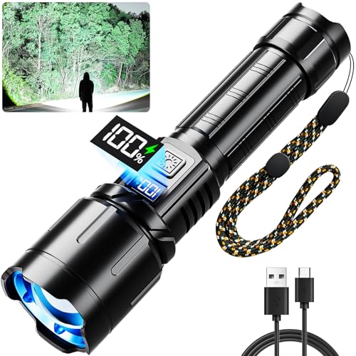 KNIBO Rechargeable Flashlight 99000 High Lumens, LED Super Bright Flash Light, Tactical Flashlights with LCD Power Displa...