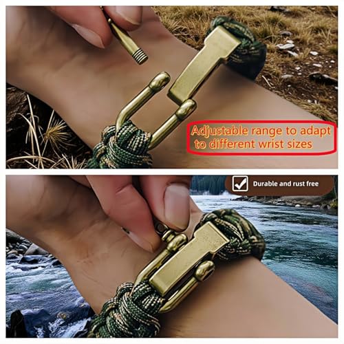Patriotic Paracord Survival Bracelet for Men - Bronze US Flag Pendant Tactical Gear with Multi-Tool Functions, Adjustable ...