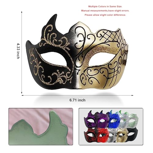 Ralleyfun Masquerade Mask for Men Couple Venetian Mask for Halloween Mardi Gras Costume Party Prom Ball