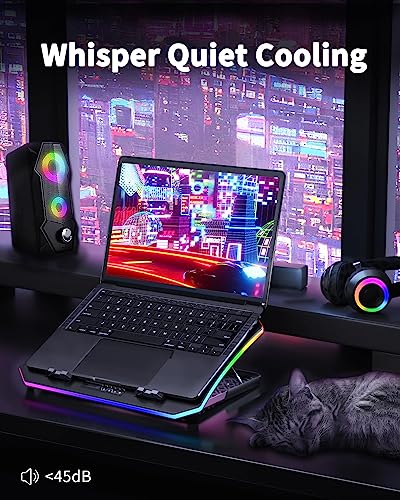 KeiBn Upgraded Gaming Laptop Cooler Pad with 9 Quiet RGB Fans, Cooling Pad for 15.6-17.3 Inch Laptops with 7 Height Stand...