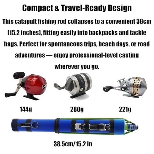 2026 New Fishing Catapult Rod, Pole Shooting Catapult Fishing Rod Lure Angling Tools, Portable Telescopic Slingshot Fishin...