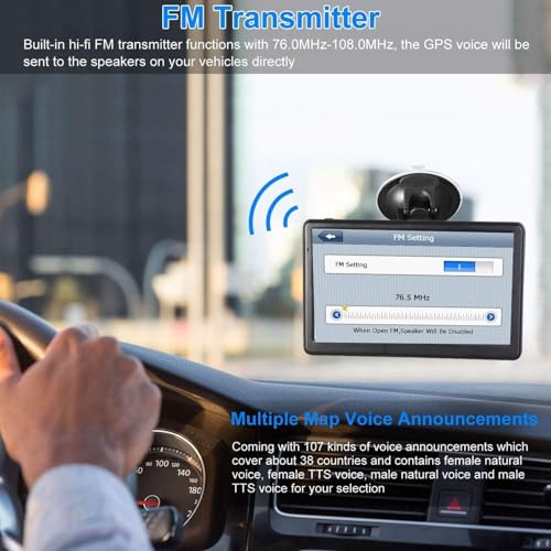 GPS Navigation for Car,Latest 2025 Map, 7 inch Touch Screen Real Voice Spoken Turn-by-Turn Direction Reminding Navigation ...
